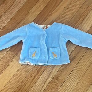 JoJo Maman Bebe Blue Animal Button Up Cardigan Size 0-3 months